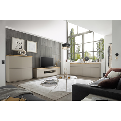 Komoda Palamos 200x40x86 cm lite drewno beżowoszara